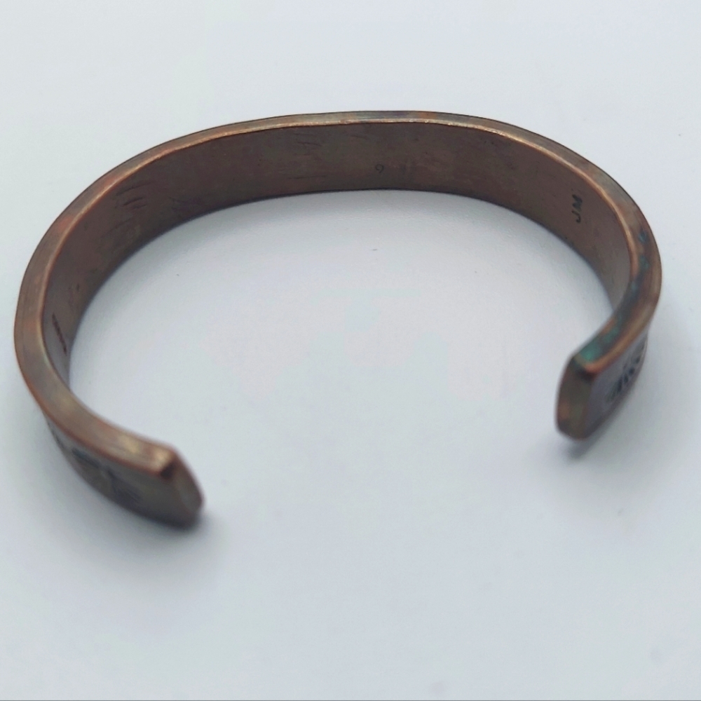 Signed Jm Solid Thick Copper Bracelet Cuff Southw… - image 2